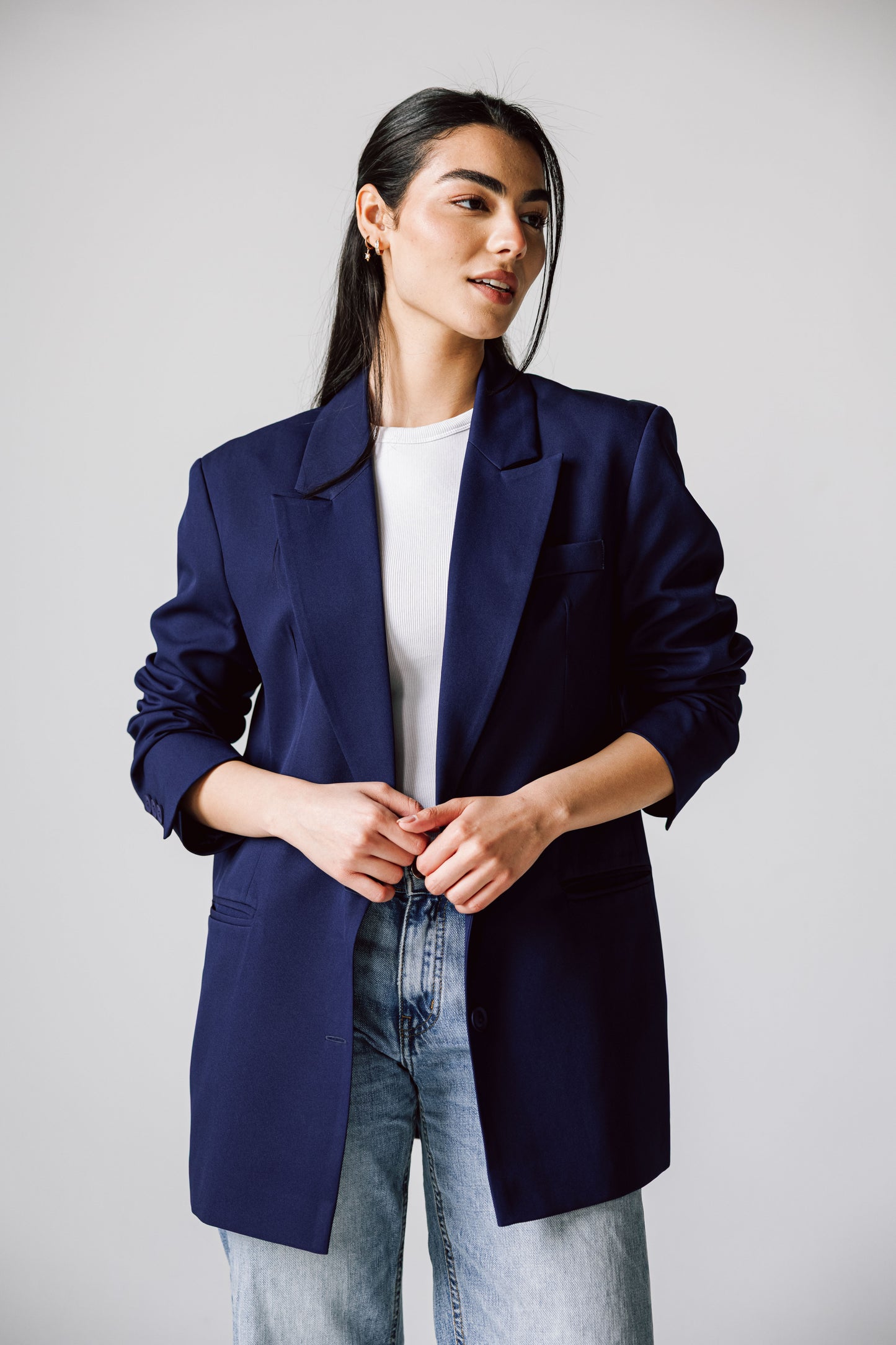 Oversized Statement Blazer In Navy Blue