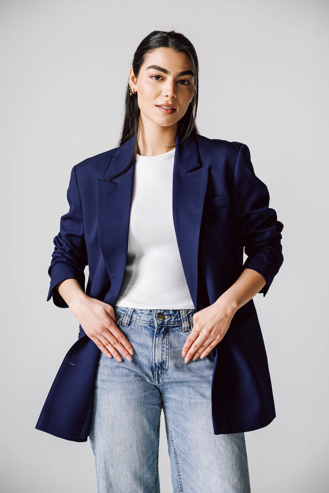 Oversized Statement Blazer In Navy Blue