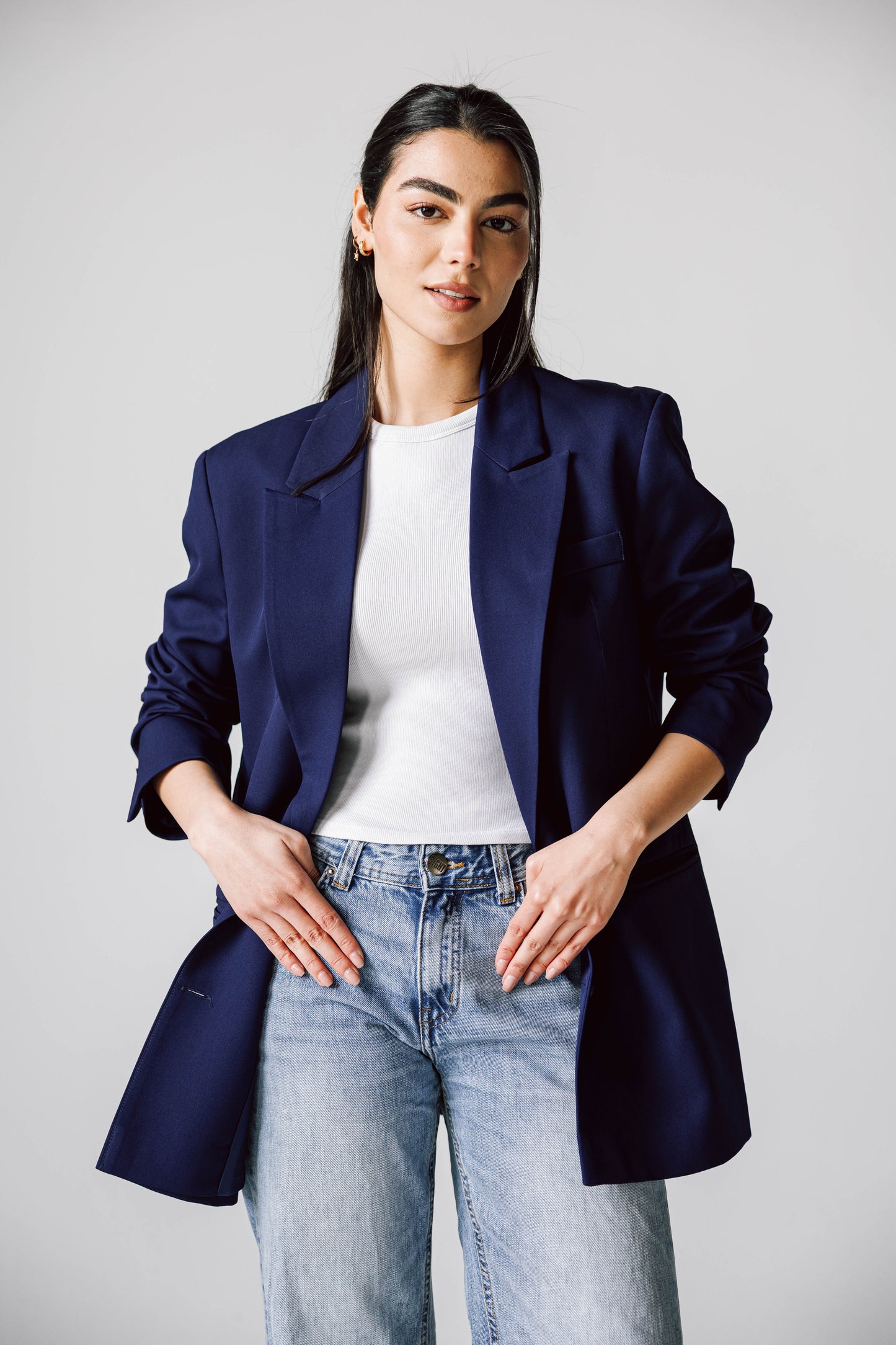 Oversized Statement Blazer In Navy Blue