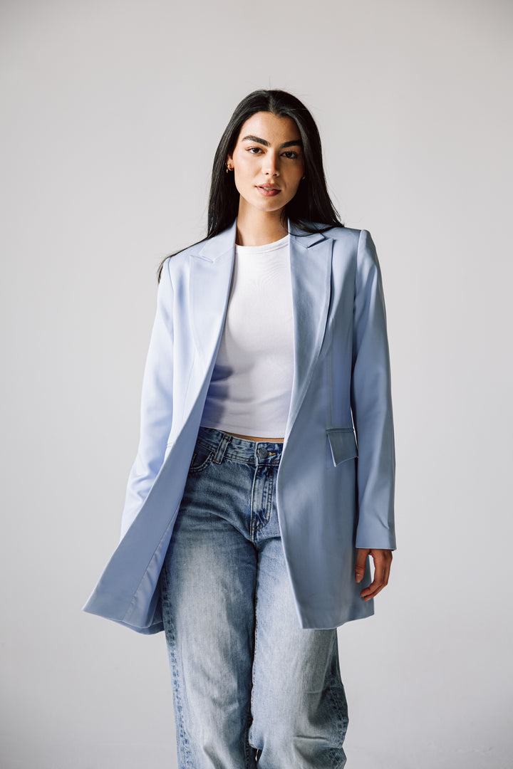 Slim fit sky blue blazer