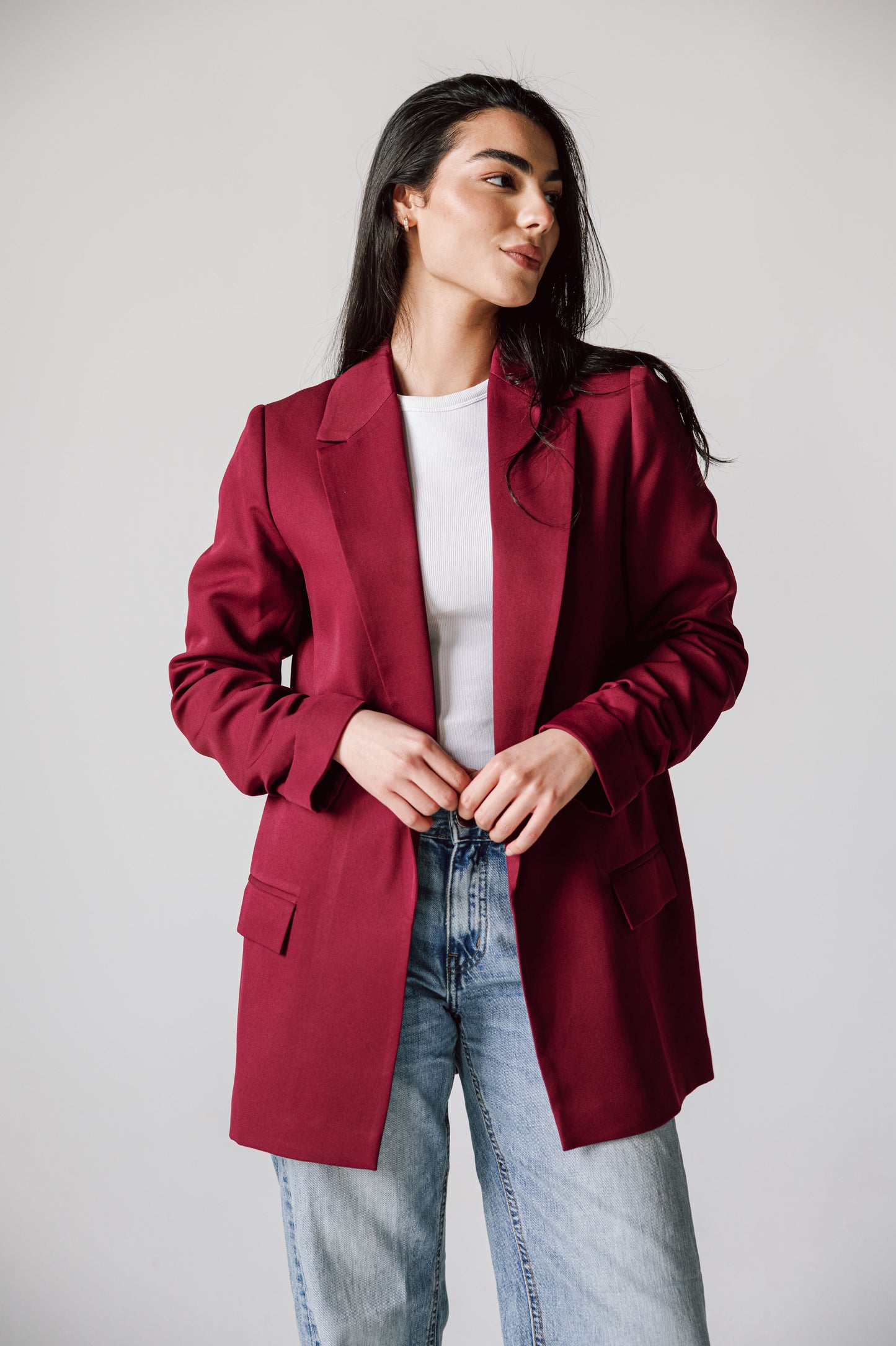 Ruffles blazer in Dark Red