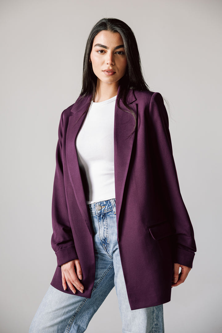 Ruffle blazer in burgandy