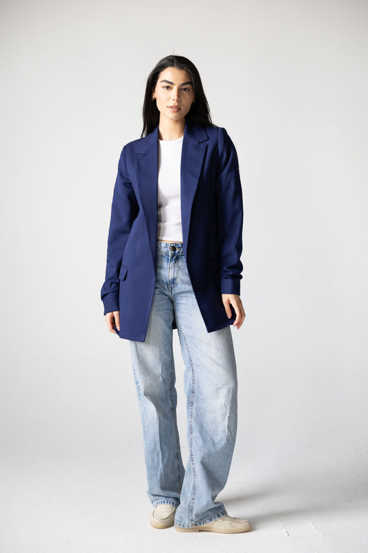 Ruffles Blazer in Navy blue
