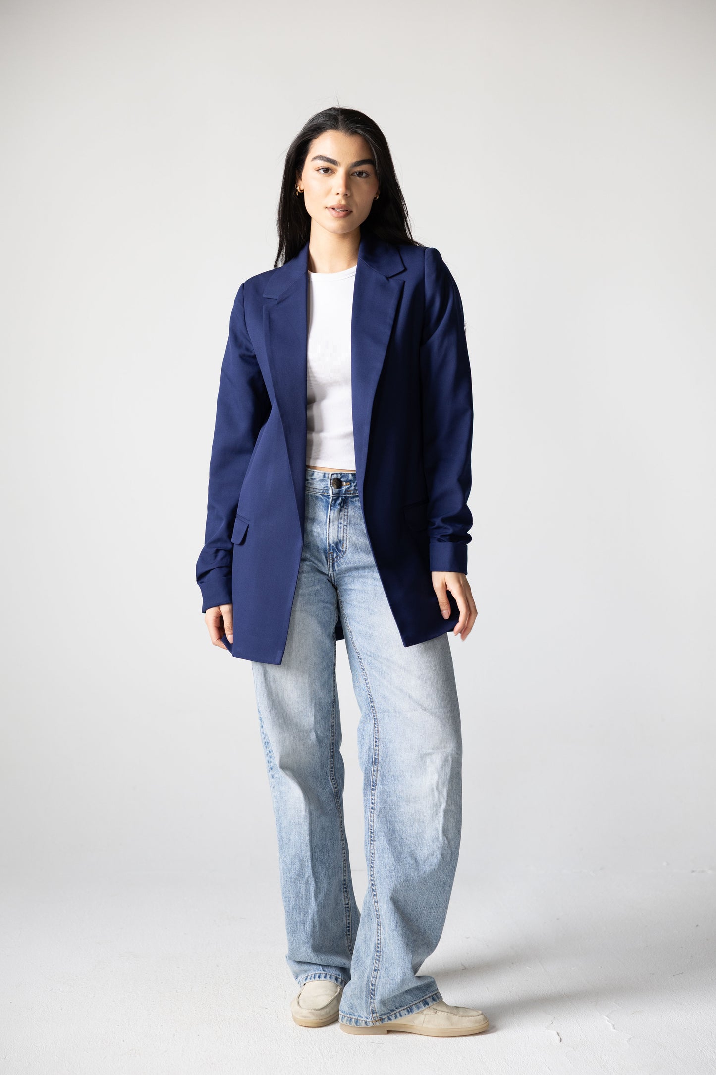 Ruffles Blazer in Navy blue