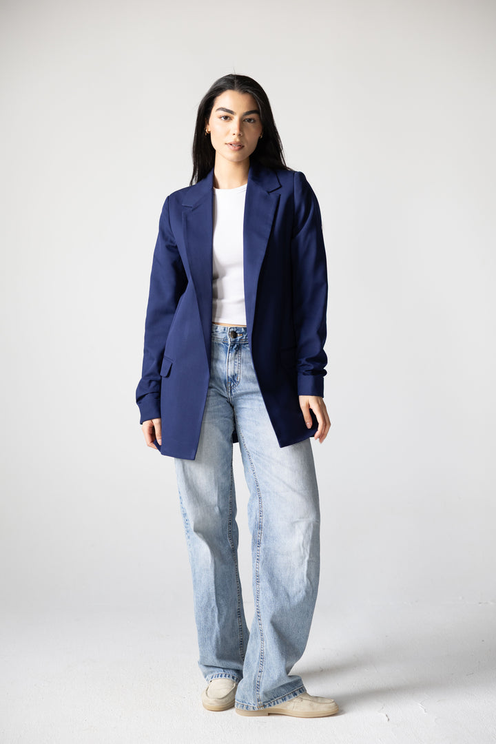 Ruffles Blazer in Navy blue