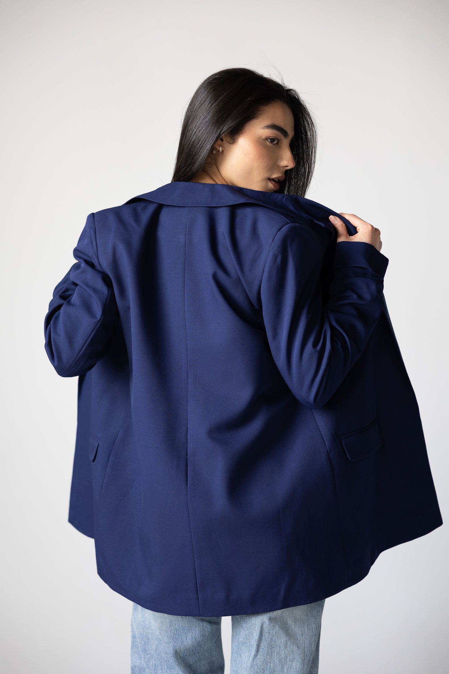 Ruffles Blazer in Navy blue
