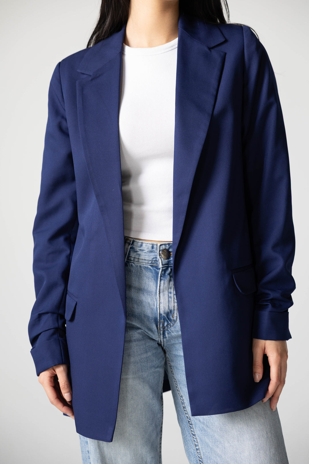 Ruffles Blazer in Navy blue