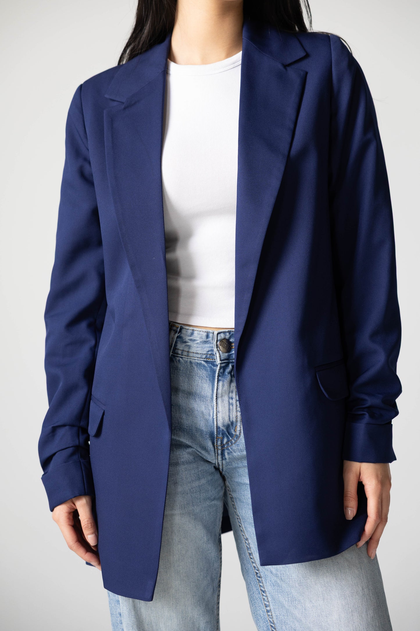 Ruffles Blazer in Navy blue