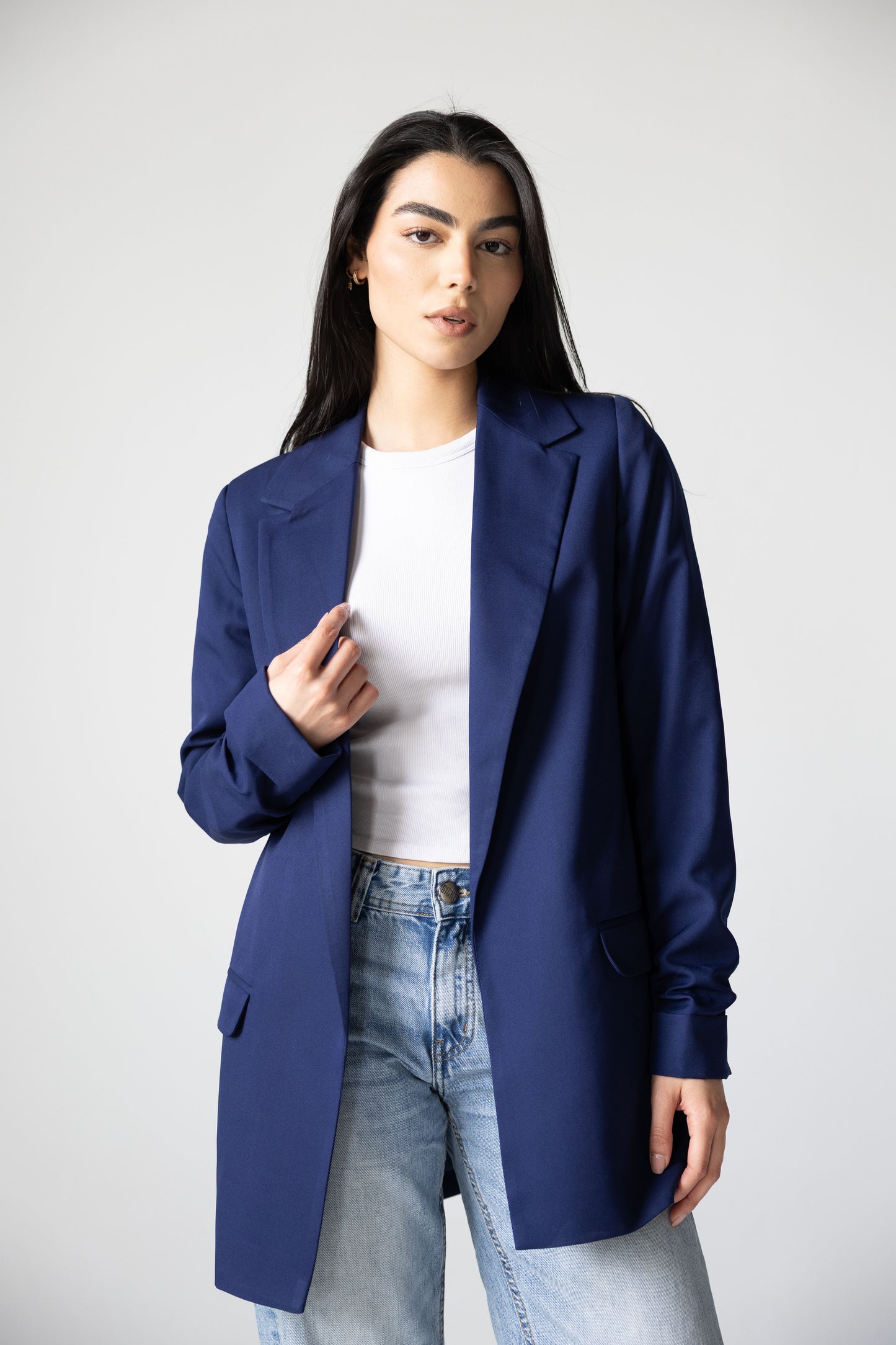 Ruffles Blazer in Navy blue