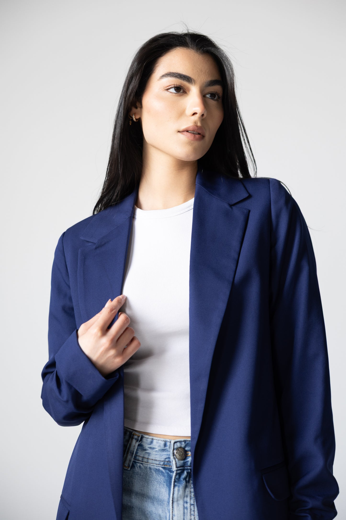 Ruffles Blazer in Navy blue