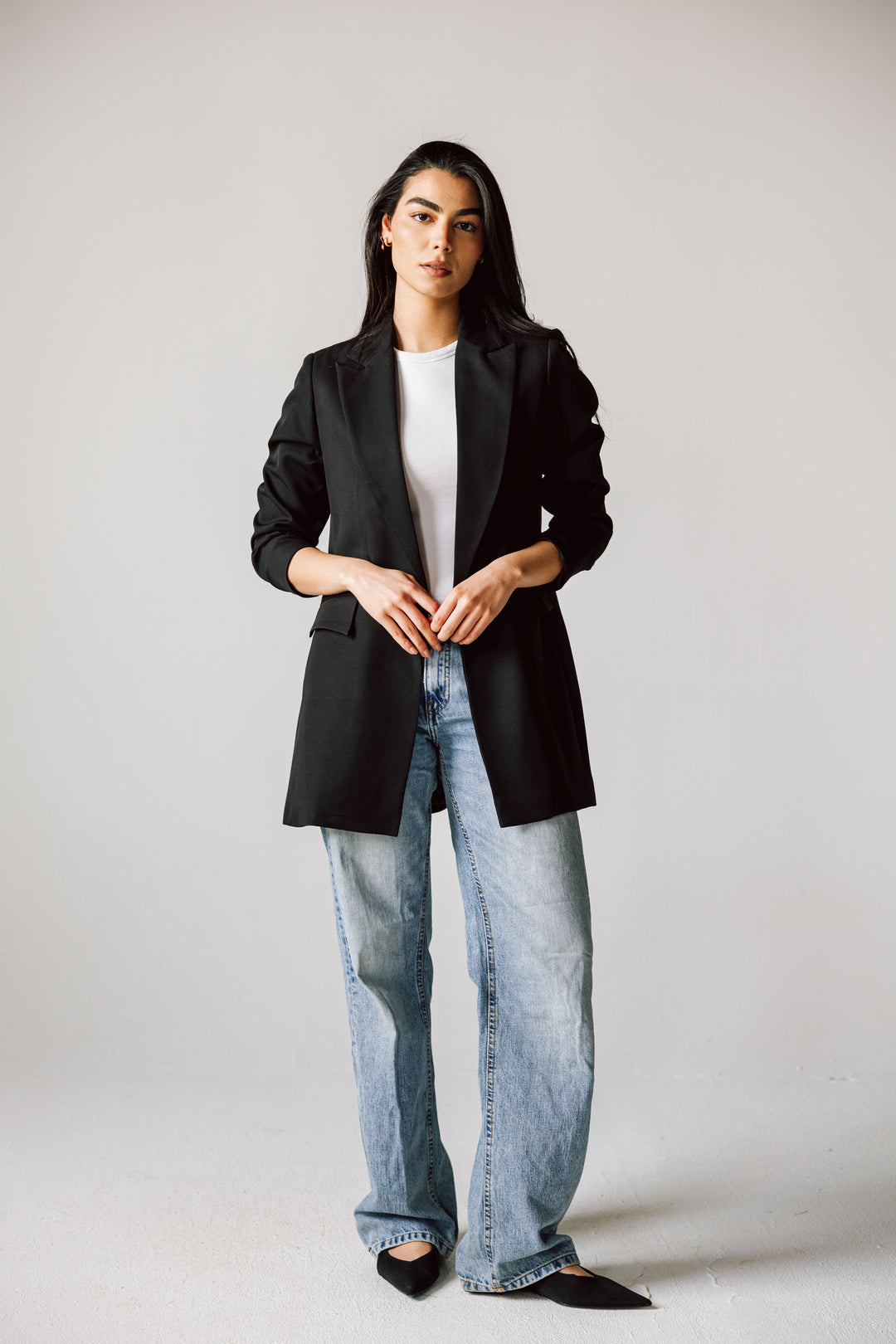 Ruffled Blazer in black