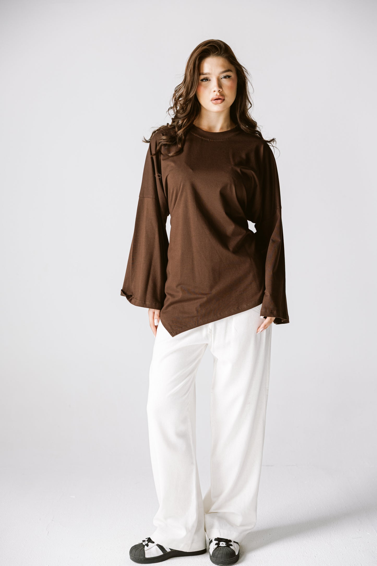 Waist Tie Top In Brown