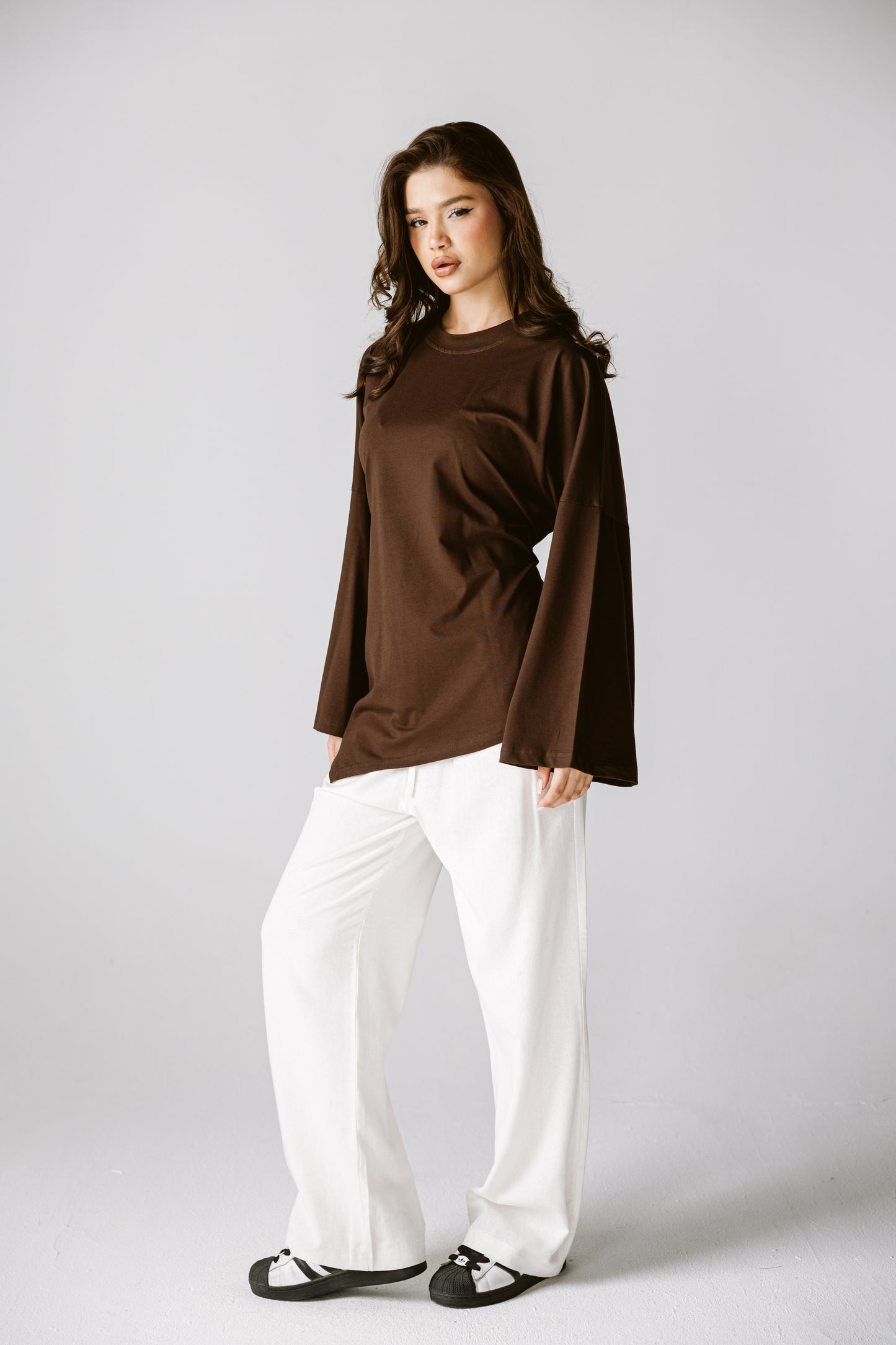 Waist Tie Top In Brown
