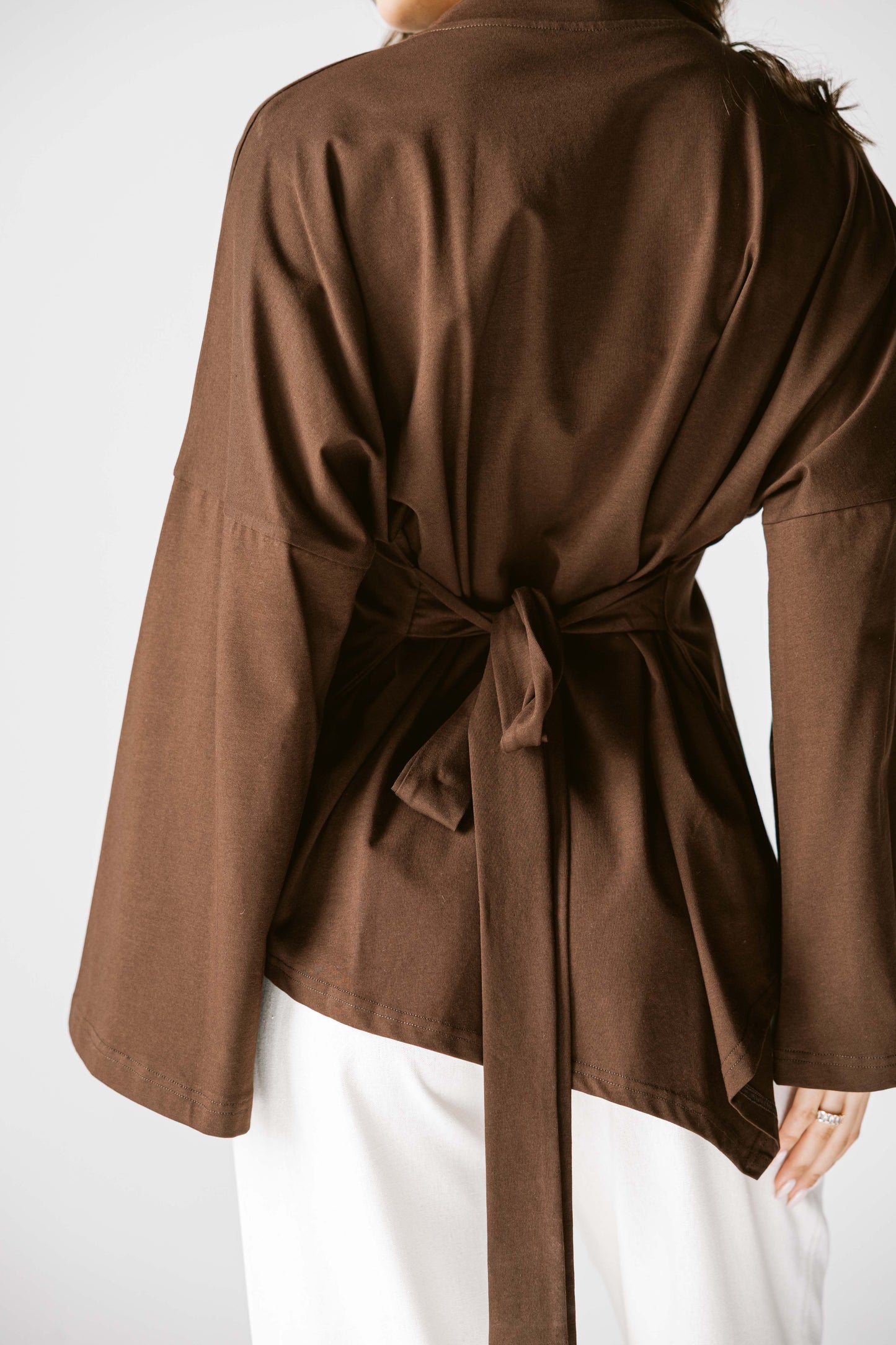 Waist Tie Top In Brown
