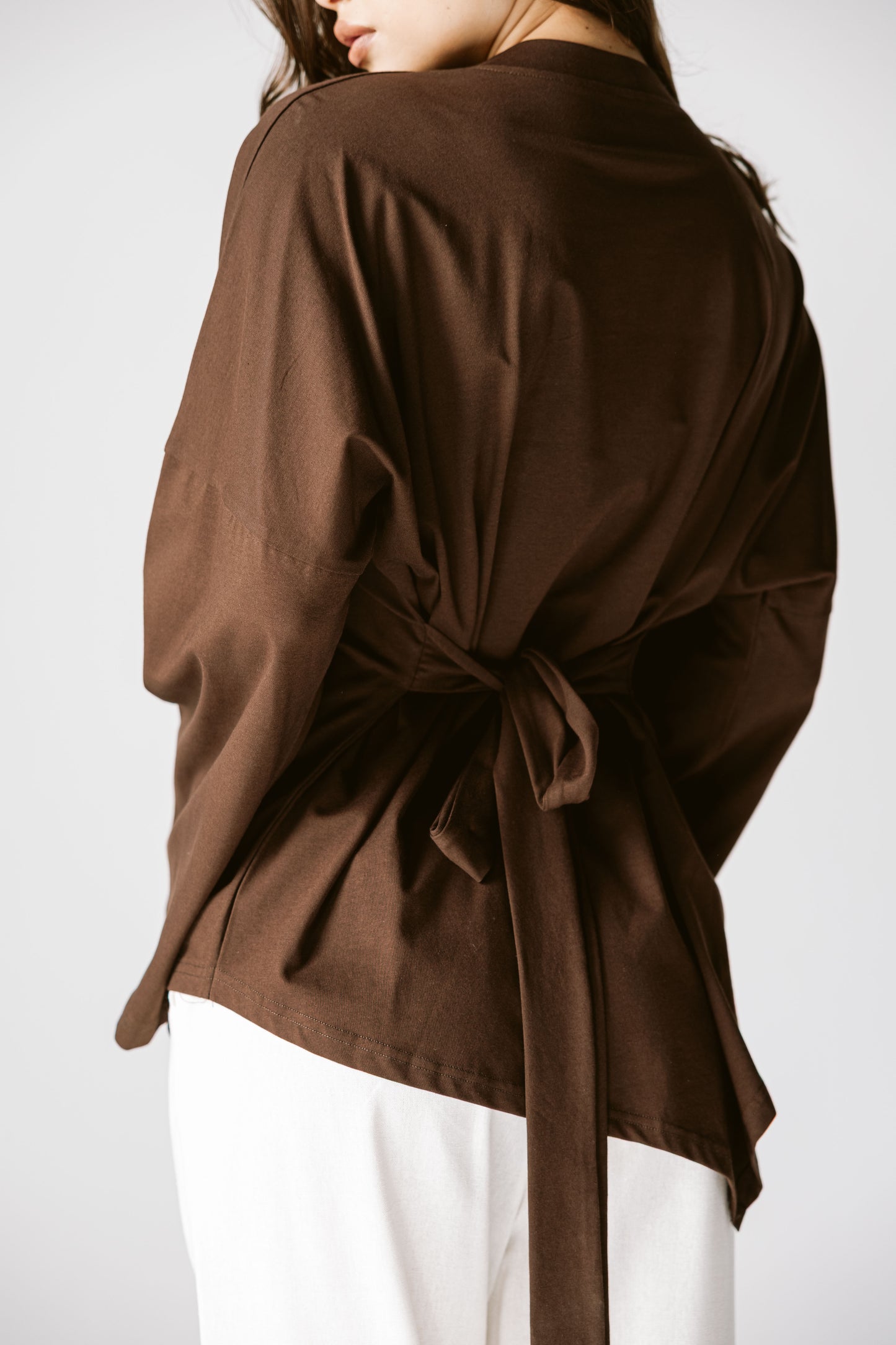 Waist Tie Top In Brown