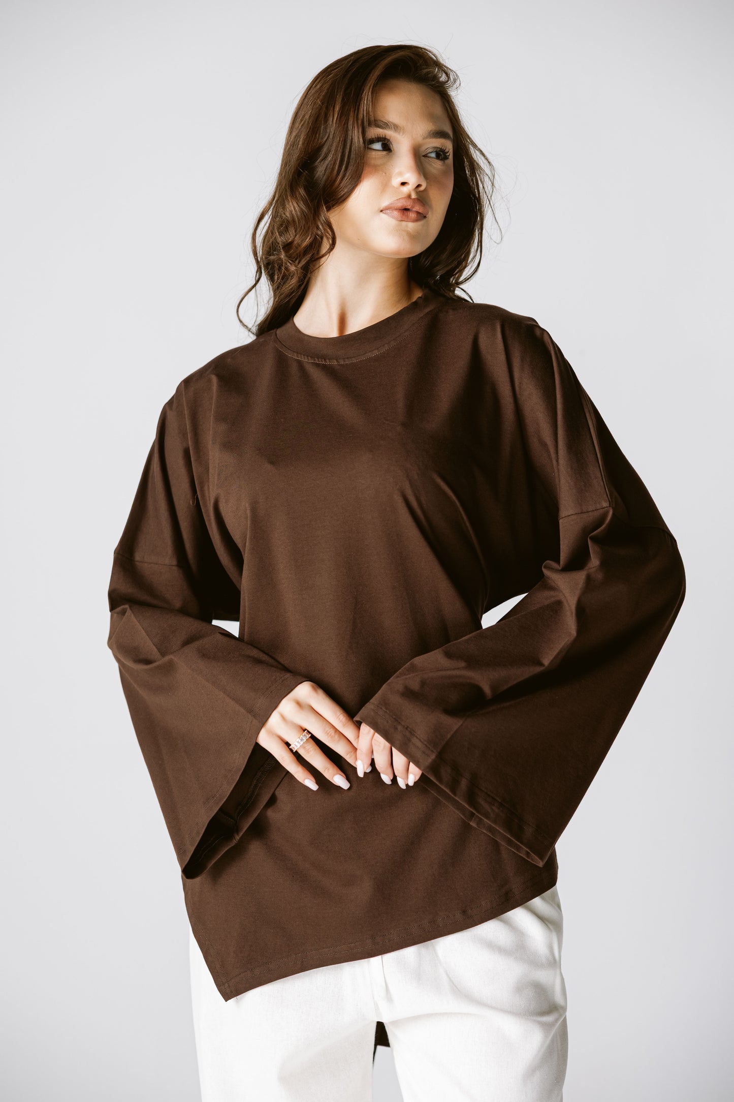Waist Tie Top In Brown