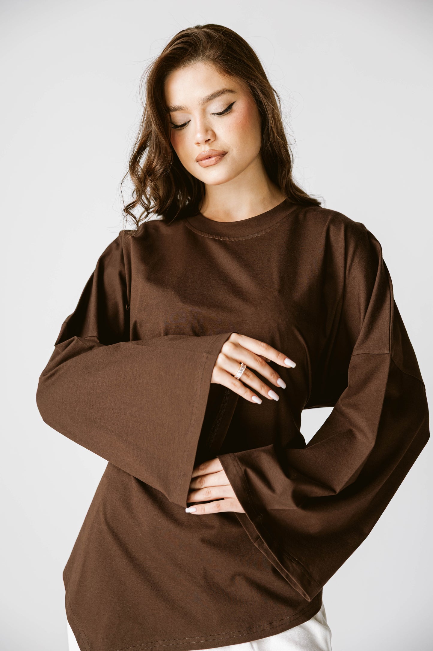 Waist Tie Top In Brown