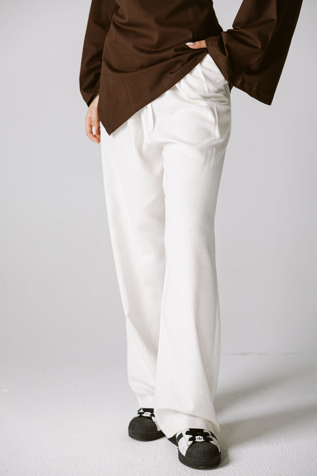 Waist Tie Top In Brown