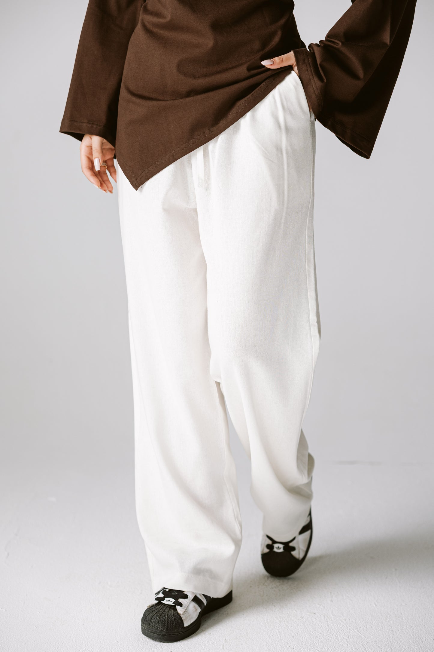 Pure linen pants in White