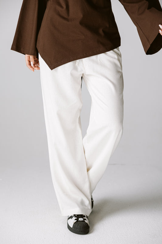 Pure linen pants in White