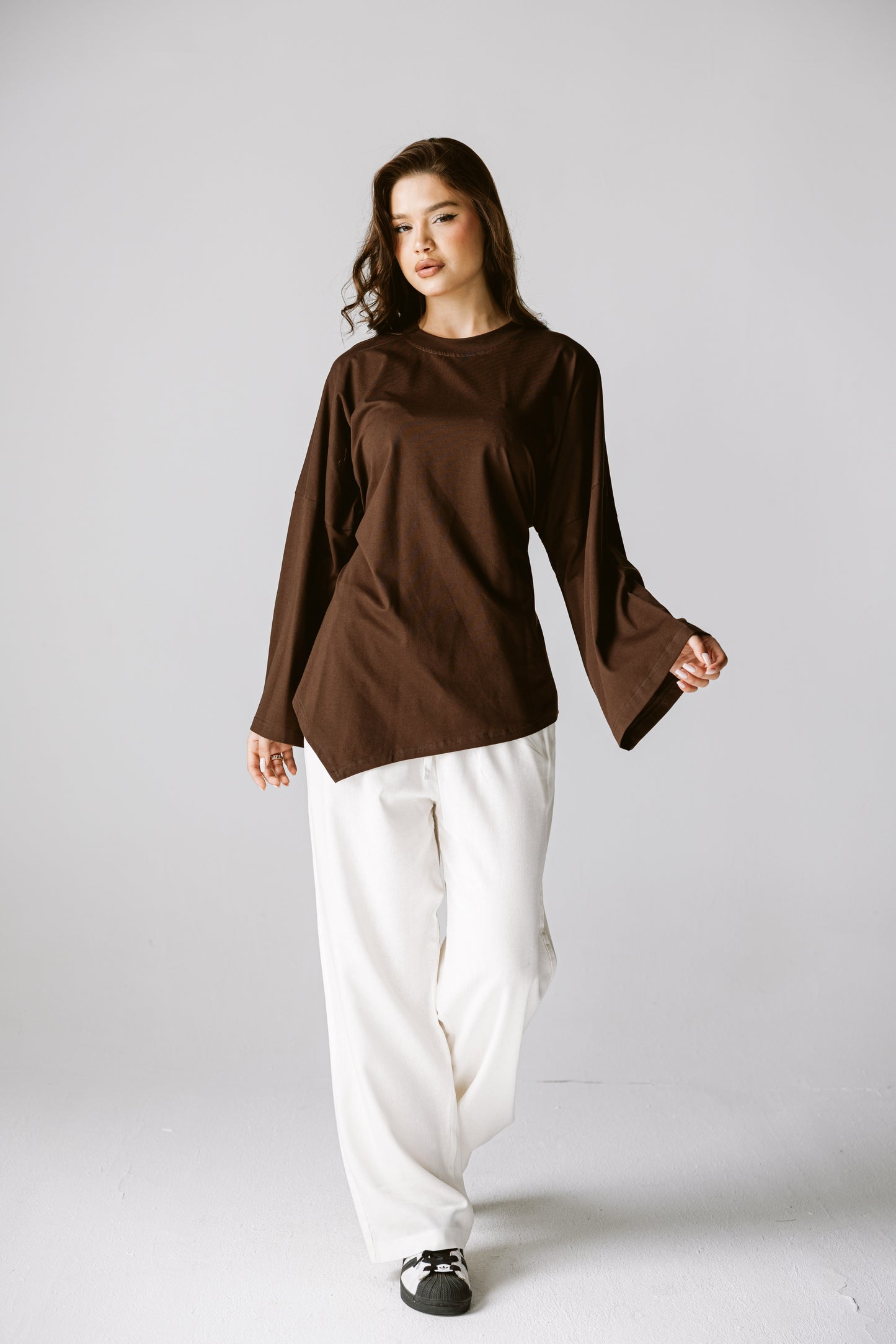 Waist Tie Top In Brown