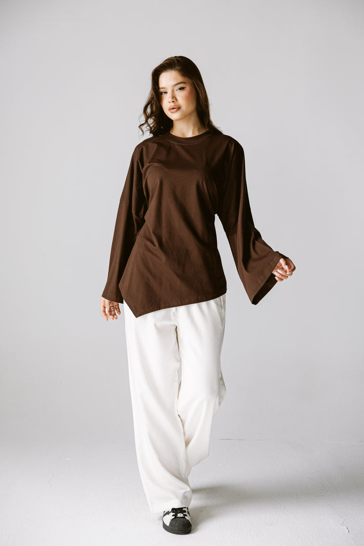 Waist Tie Top In Brown