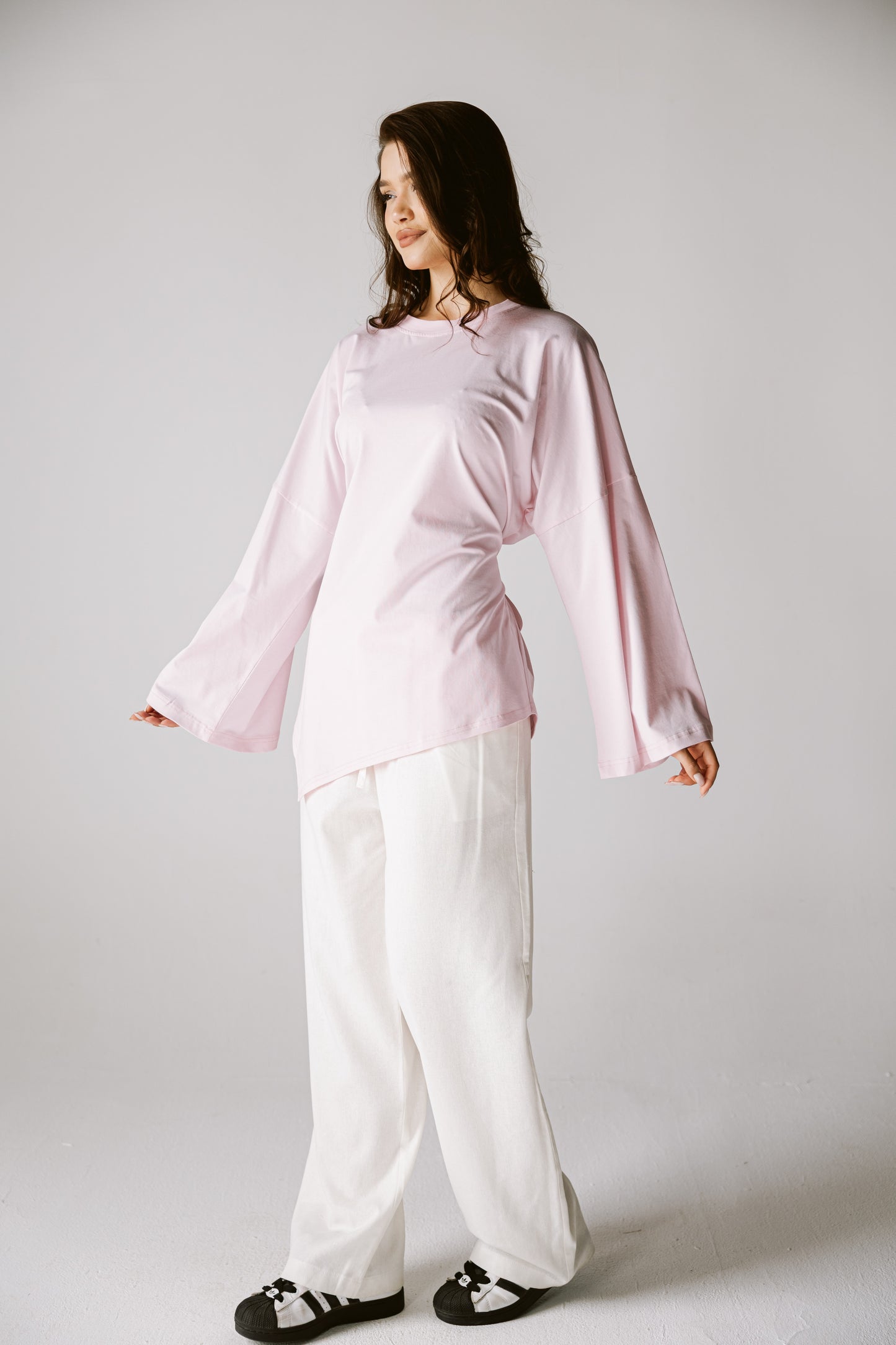 Waist Tie Top In Baby rose