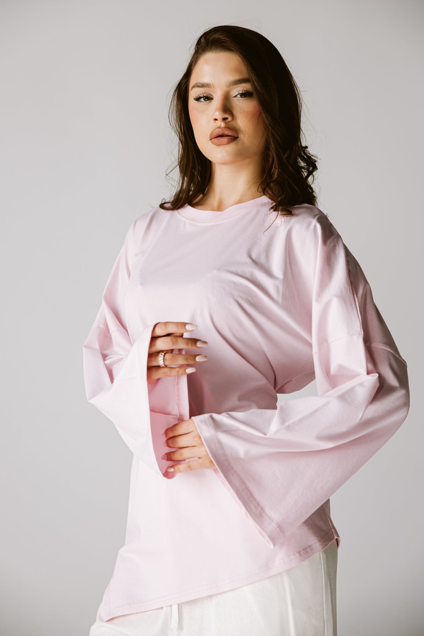 Waist Tie Top In Baby rose