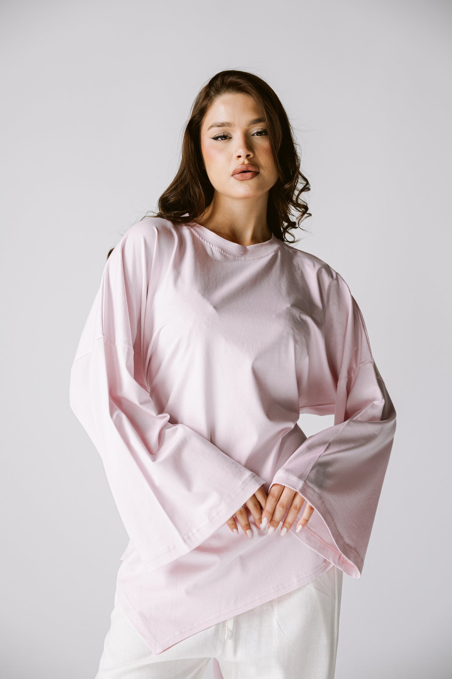 Waist Tie Top In Baby rose