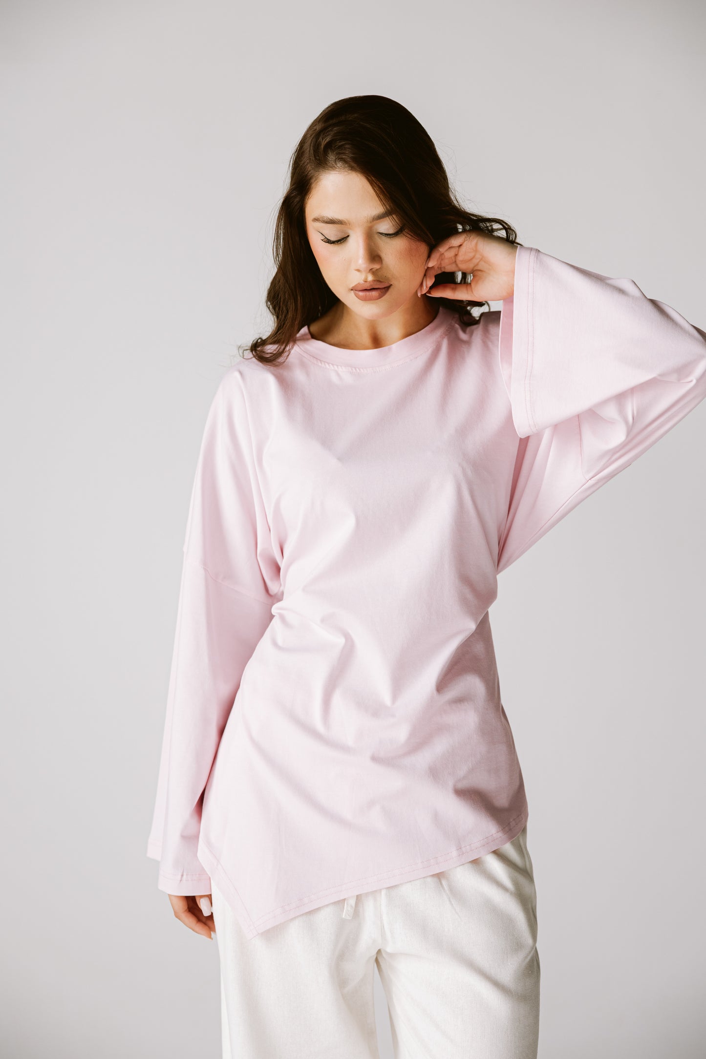 Waist Tie Top In Baby rose