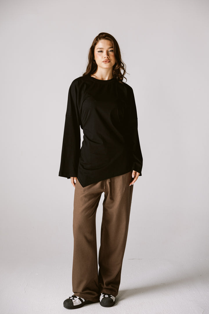 Waist Tie Top In Black