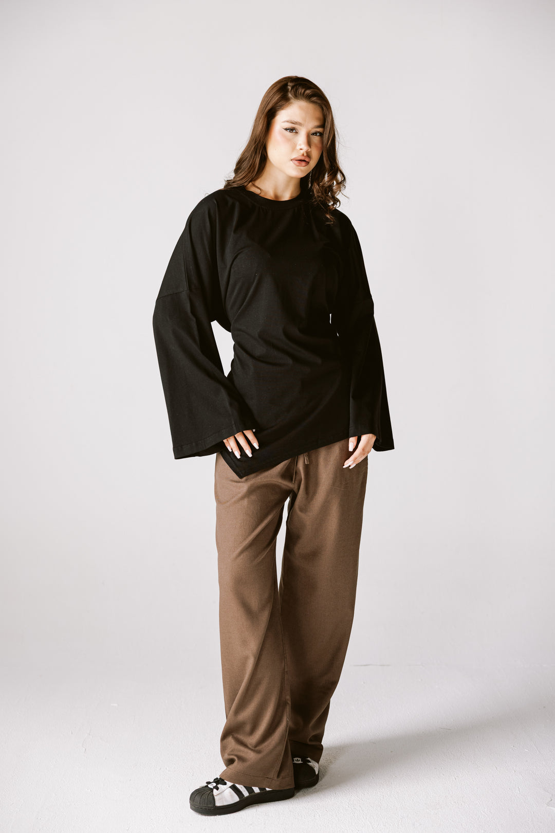 Waist Tie Top In Black