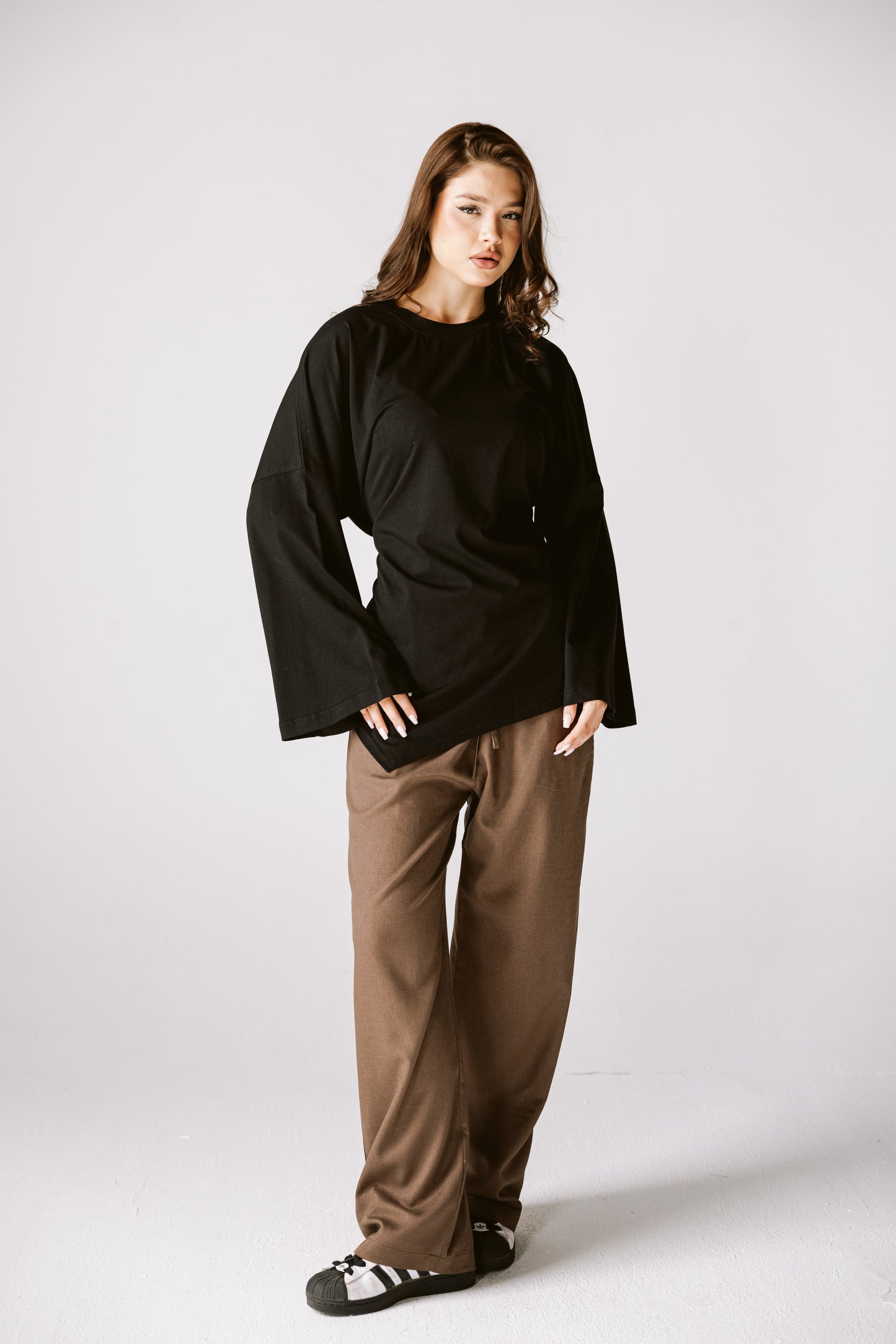 Waist Tie Top In Black