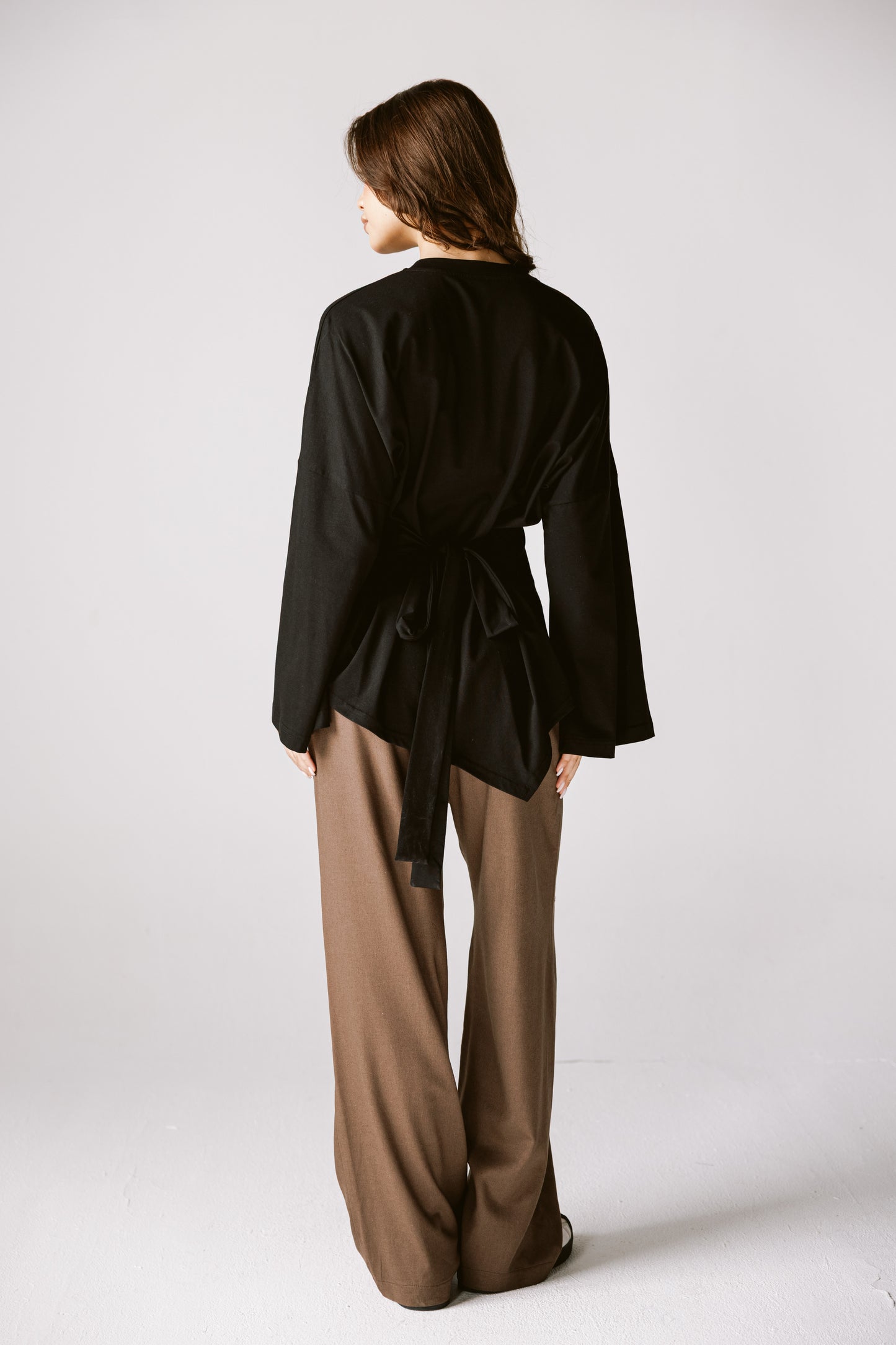 Waist Tie Top In Black