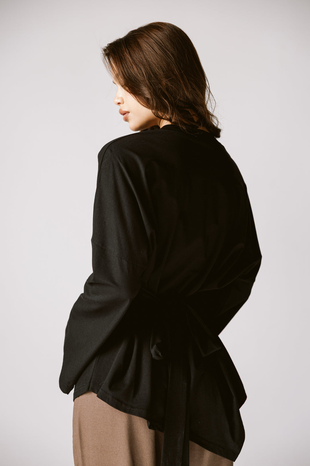 Waist Tie Top In Black