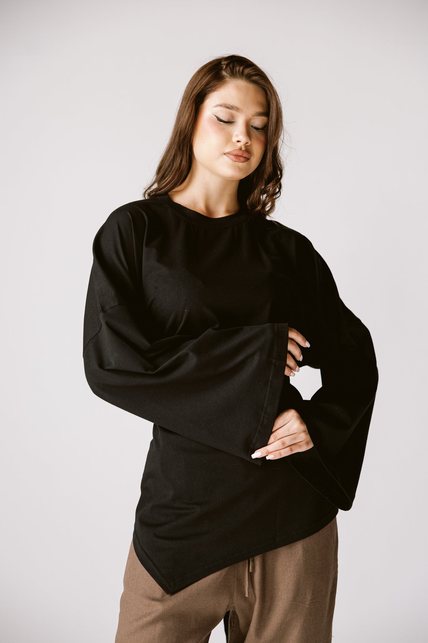 Waist Tie Top In Black