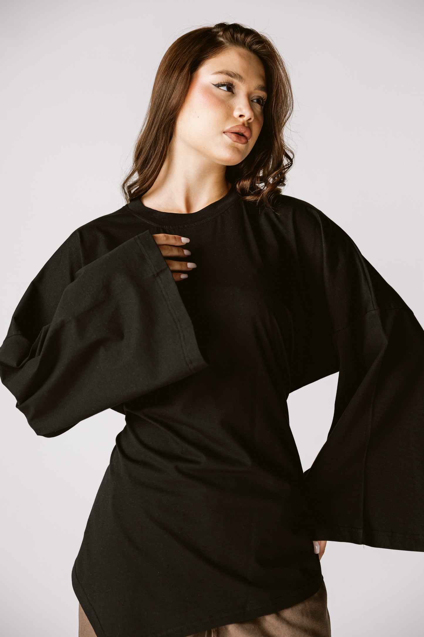Waist Tie Top In Black