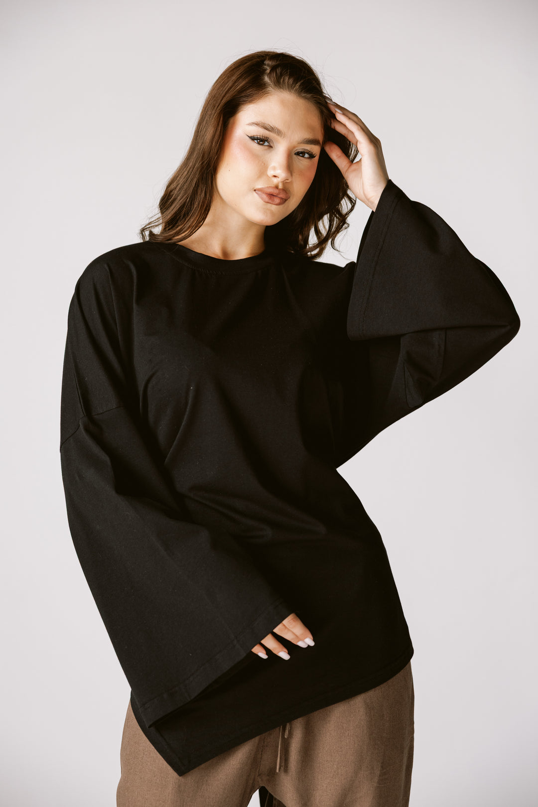 Waist Tie Top In Black