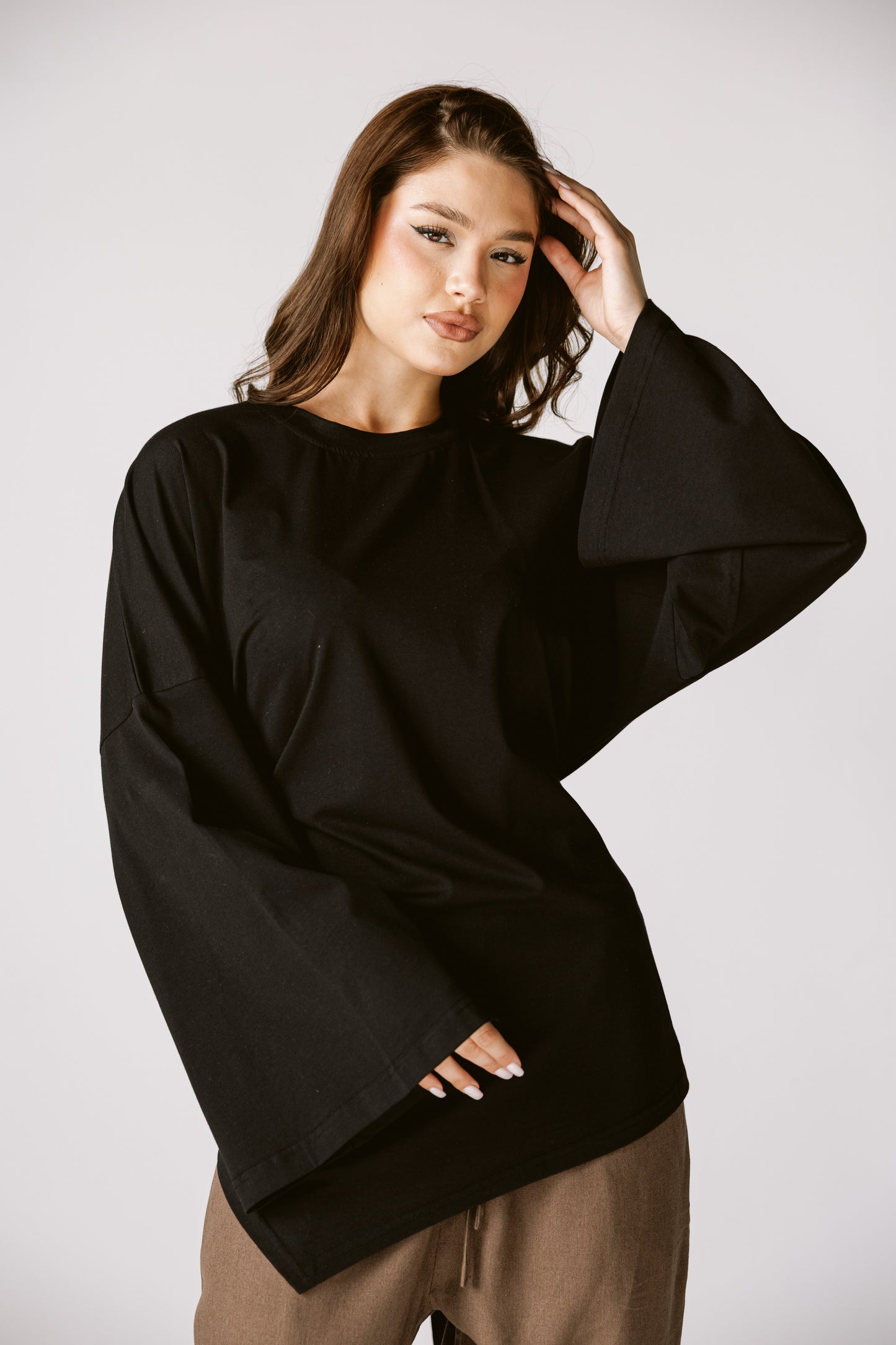 Waist Tie Top In Black