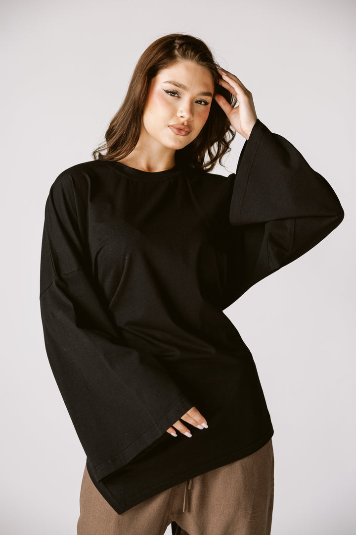Waist Tie Top In Black