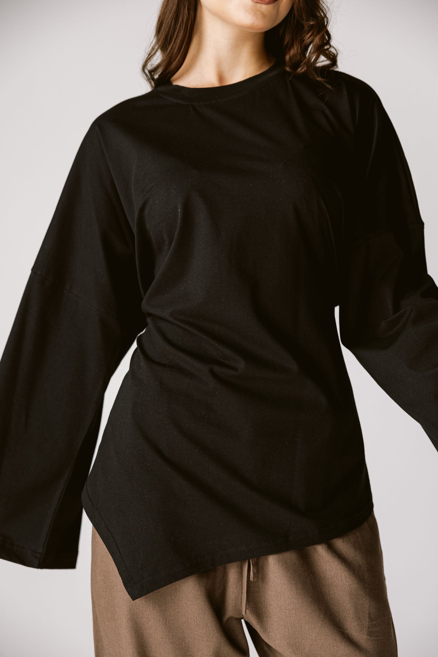 Waist Tie Top In Black