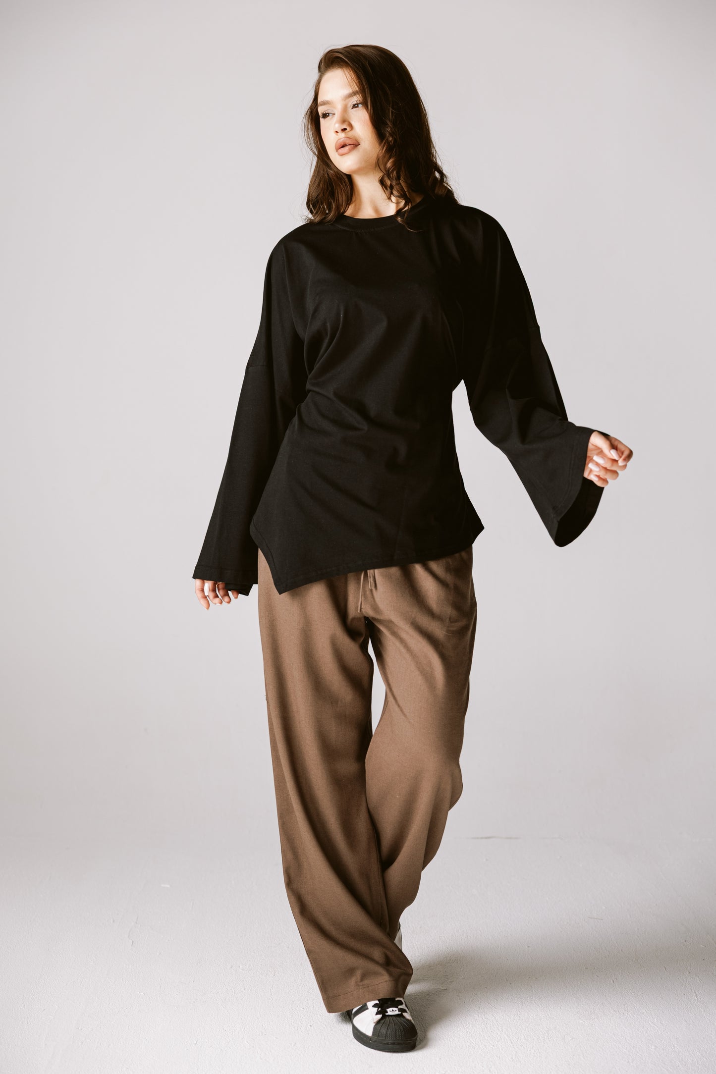 Waist Tie Top In Black