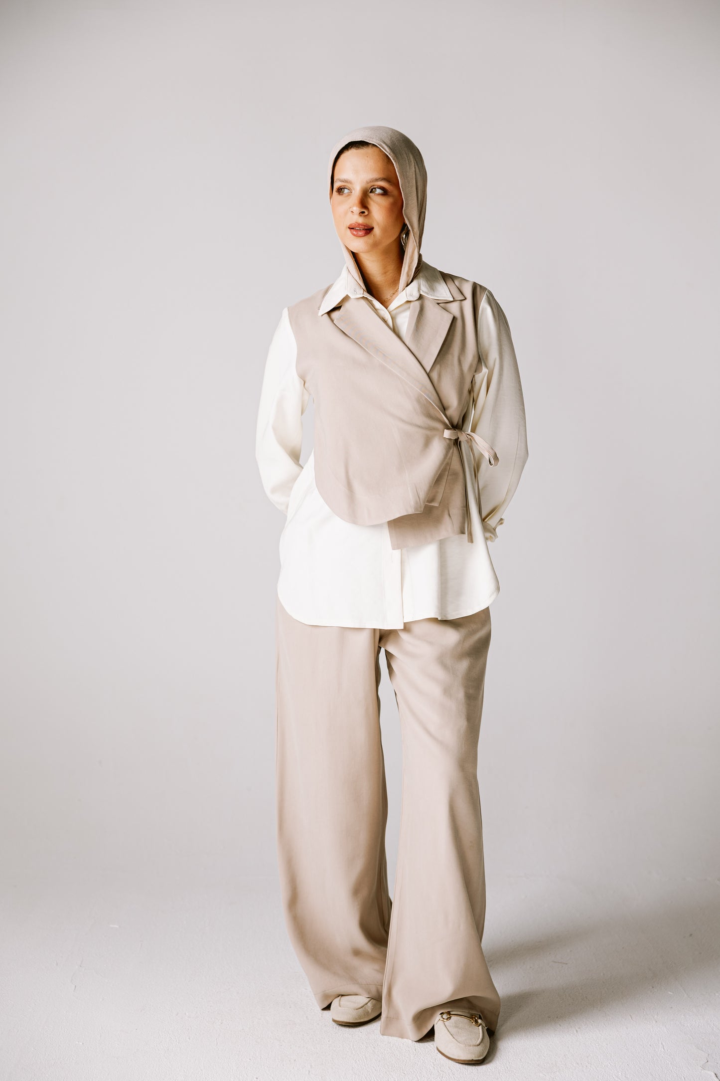 Layered Blazer Set In off white