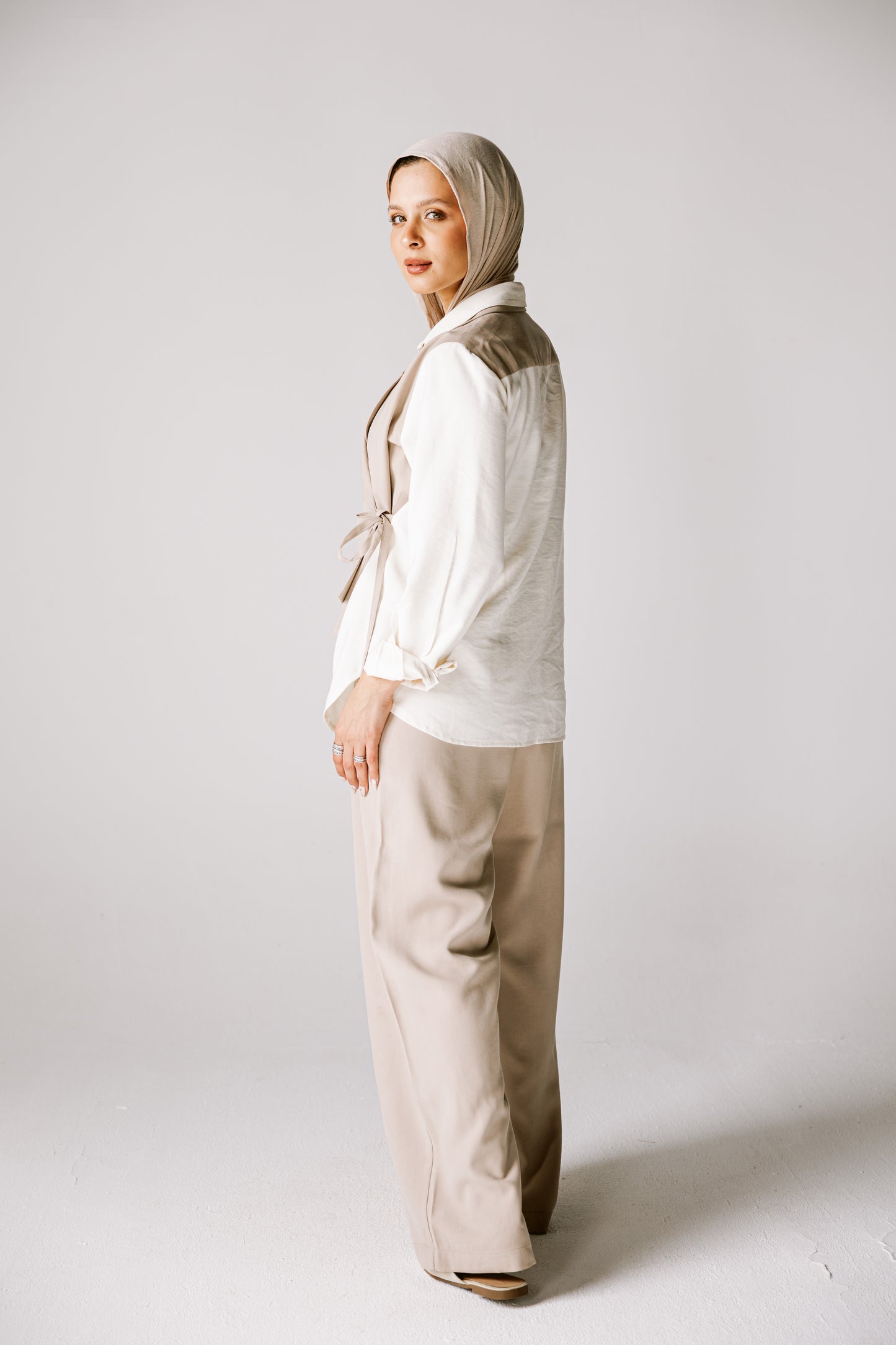 Layered Blazer Set In off white