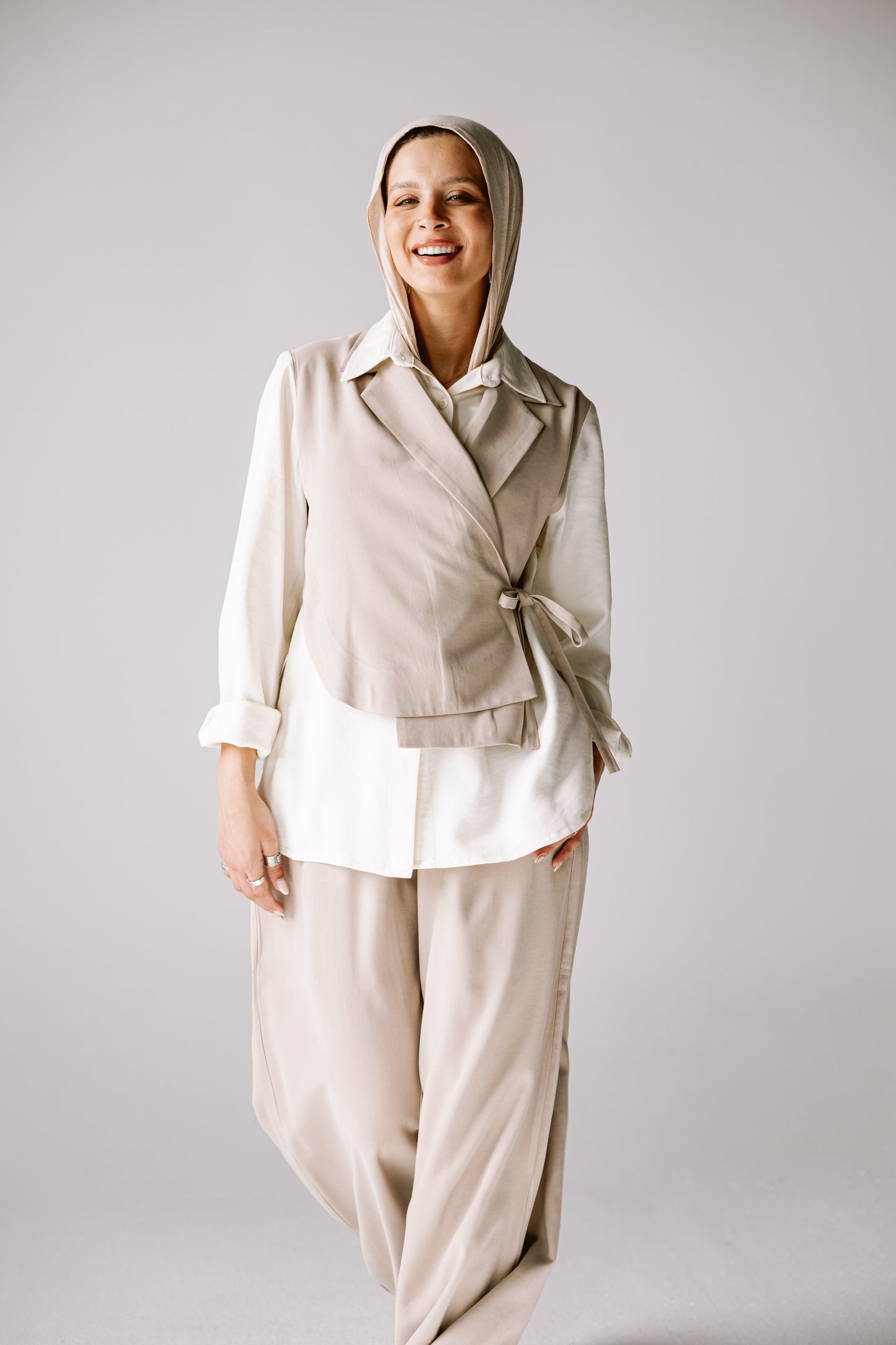 Layered Blazer Set In off white