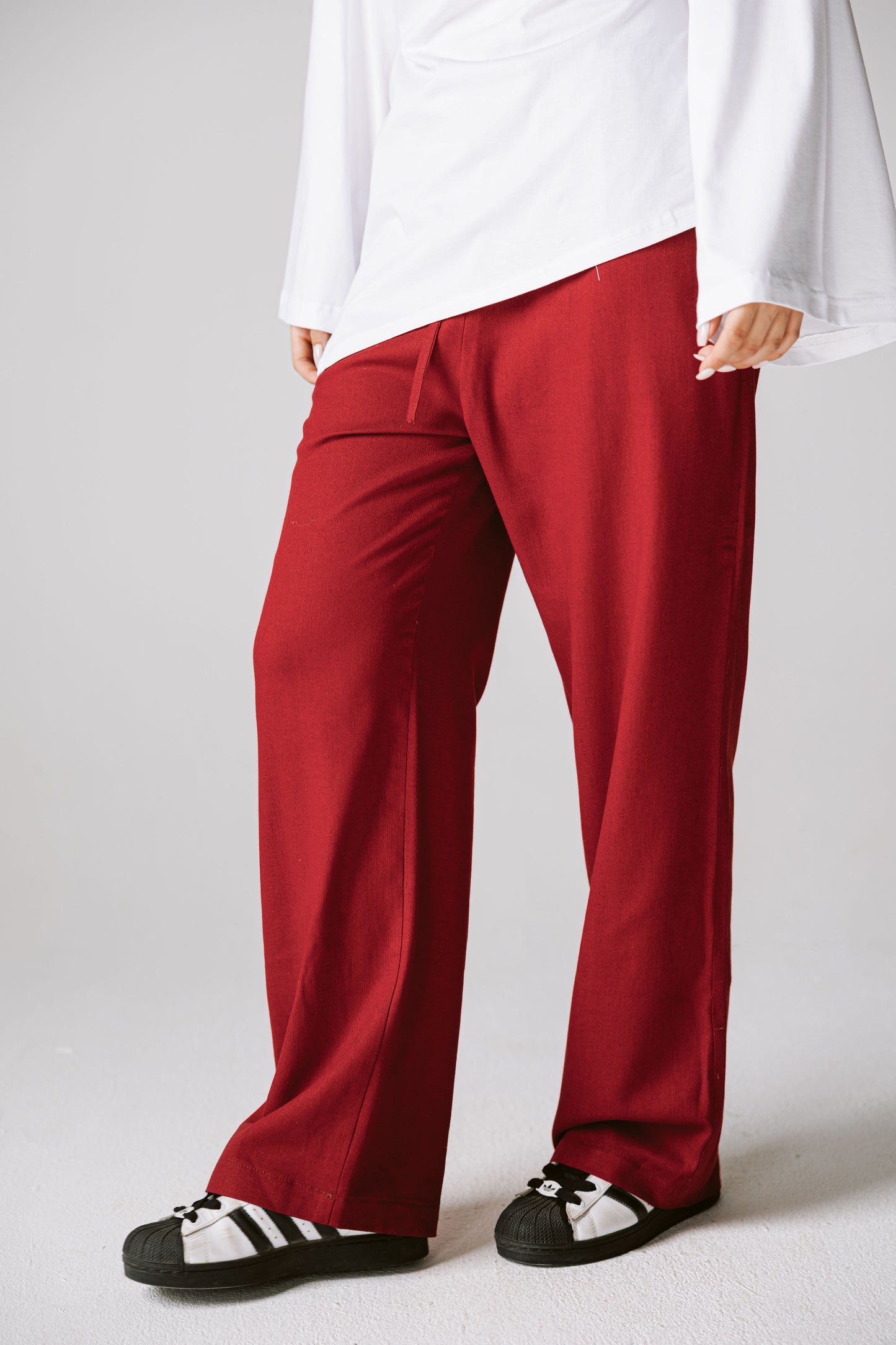 Pure linen pants IN Burgundy