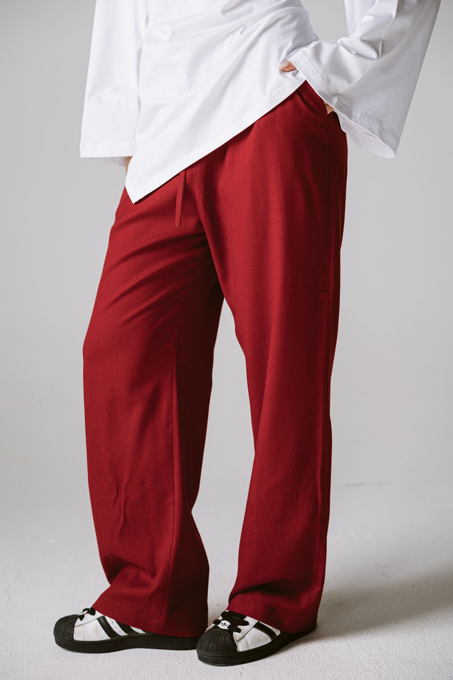 Pure linen pants IN Burgundy