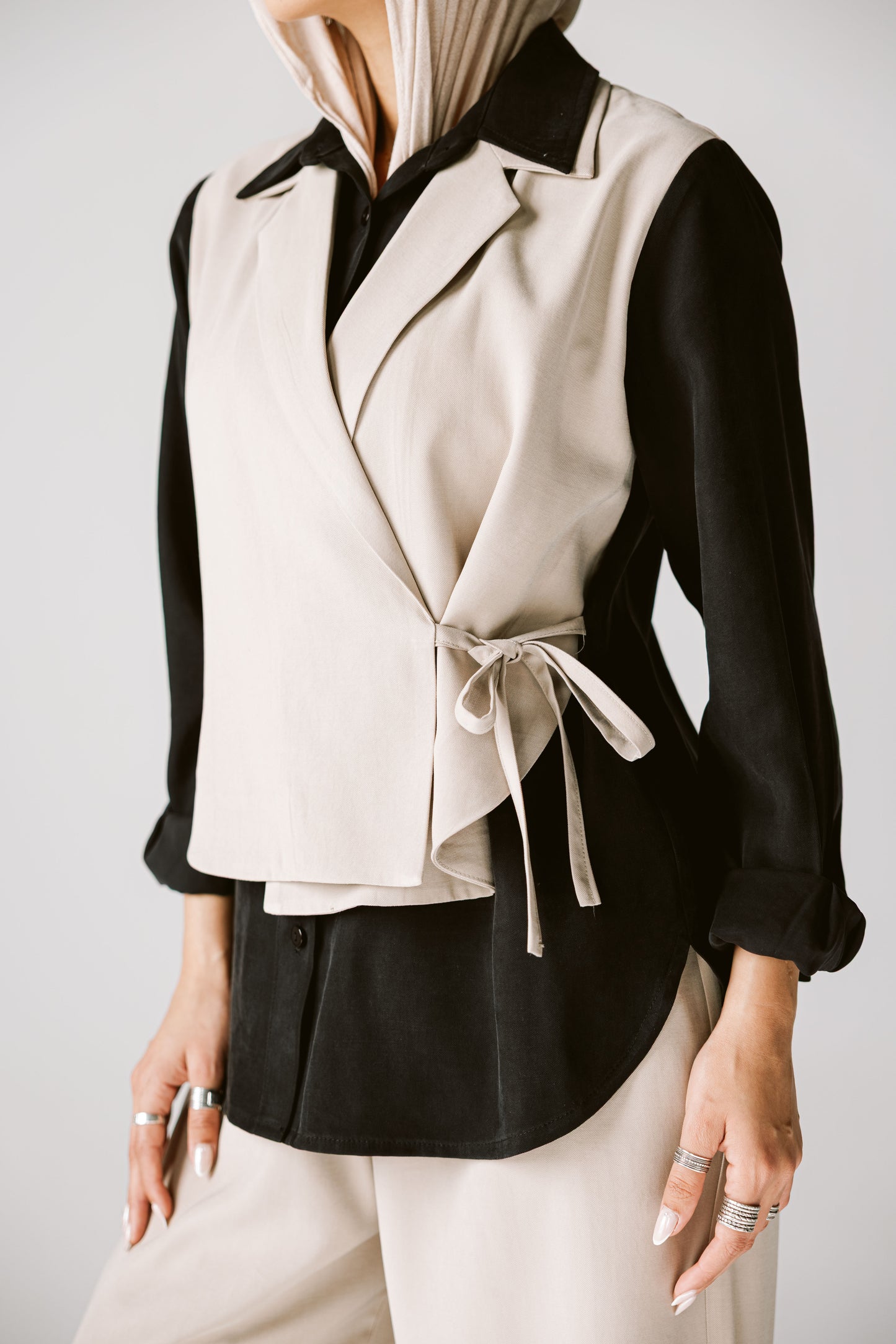Layered Blazer Set In Black