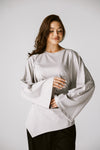 Waist Tie Top In Gray
