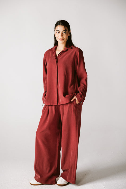 Back Zip Set In Burgundy